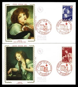 Francia 1971 #B452-53 Cruz Roja semipostal primer día cubierta caché de seda (ESP#5144) - Imagen 1 de 1