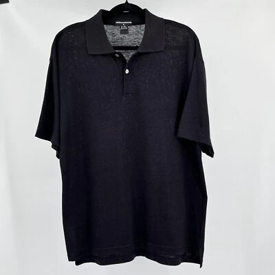 Camisa Polo Neiman Marcus Para Hombre Negra Lino-Algodón Manga Corta Talla S Foto 1 de 4