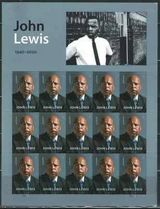 Panel de 15 estampillas Forever Scott # 5801 (MNH) de John Lewis de Estados Unidos como nuevas - Imagen 1 de 1