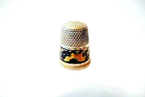 THIMBLE VINTAGE SILVERPLATED? GERMANY BRONZE COLORED BAND OF ELEPHANTS  - Picture 1 of 7