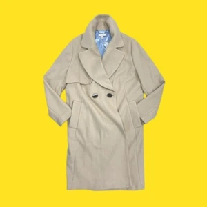 TOPSHOP Ultra Comfy Double Breasted Coat, Oversized Notched Lapels, Stone, UK16 - Picture 1 of 4