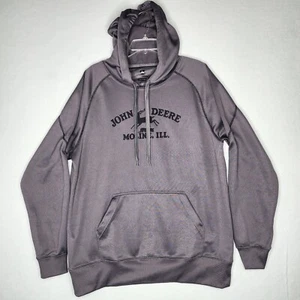 John Deere Hoodie Lightweight Athletic Pullover Sweatshirt Gray Size L - Picture 1 of 14