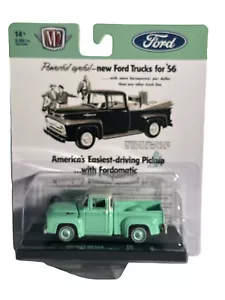 Camión Ford F-100 1956 M2 Machines 1:64 - R107 24-07, conductores automáticos, verde azulado brillante - Imagen 1 de 4