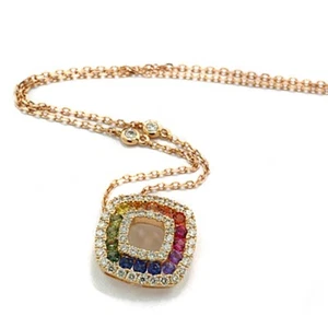 Colgante De Zafiro Arcoíris Y Diamante Multicolor En Oro Rosa 750 - Imagen 1 de 4