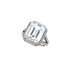 2.50 Carat Genuine Diamond Emerald Cut Halo Ring in 18K Gold - Picture 1 of 4