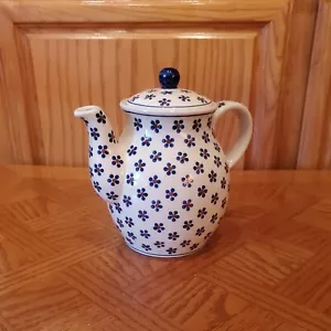 Caffettiera polacca Wiza Boleslawiec ceramica beccuccio maculato floreale - Foto 1 di 12