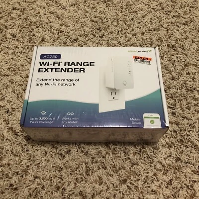 Brand New Sealed!Amped AC750 Plug In WiFi Wireless Range Extender- 3500 Sqt - Image 1 of 4