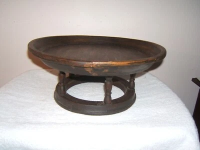 Antigua bandeja de pedestal de madera Khantoke, sudeste asiático, alrededor de finales de 1800 Foto 1 de 3