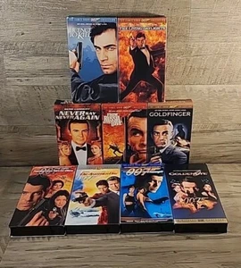 James Bond 007 VHS Lot of 9 VCR Tapes Connery Brosnan Dalton Pre-owned - Picture 1 of 16