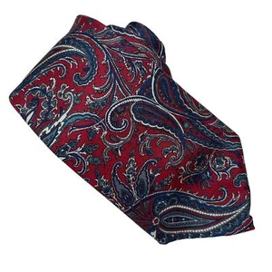 Nuevo con etiquetas Corbata Christian Dior Italia Seda Para Hombre Rojo Azul Estampado Paisley De Colección - Imagen 1 de 5