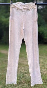 1840’S HAND SEWN FINE LINEN BROAD FALL / FALL FRONT PANTS - Picture 1 of 9
