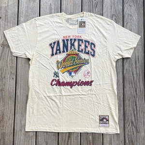 Men's Mitchell & Ness New York Yankees World Series Champions Shirt Cream - Picture 1 of 7