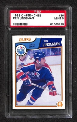 1983 O-Pee-Chee #36 KEN LINSEMAN PSA 9 Mint 81665798  - Image 1 of 3