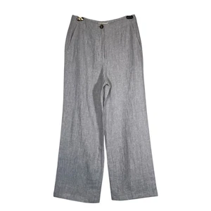 BODEN Eldon 100% Linen Wide Leg Trousers In Squirrel Grey Womans US Sz 4R - Picture 1 of 11