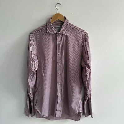 Camisa Turnbull & Asser Hombre Mediana 16/41 Borgoña Blanco Rayas Manga Larga Foto 1 de 4