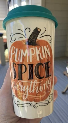 Кружка дорожная Anthropologie Pumpkin Spice Lily And Val кофе керамическая осень - Изображение 1 из 4