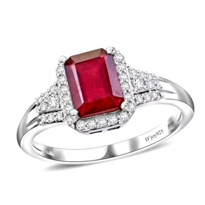 Natural Nissa African Genuine 8x6mm Ruby   Cocktail Diner Statement Ring Size 8 - Picture 1 of 8