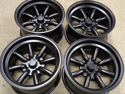 8"x15" JBW 8-SPOKE 4x100 ET0 MATT BLACK WIDE WHEELS x4 - Image 1 of 4
