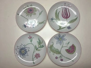 4er Set Geschmackssetzer Kollektion weiß Kreuzstich ~ skurrile Blumen ~ Teller - Bild 1 von 6