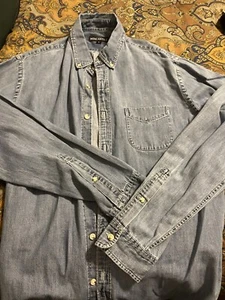 J Crew Mercantile Shirt Mens Large Blue Denim Button Up Long Sleeve 100% Cotton - Picture 1 of 2