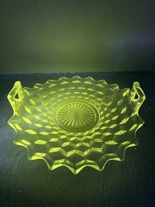 Vintage Fostoria Manganese Glass American Cubist Clear Bent Handled 10" Tray - Picture 1 of 14
