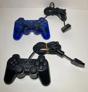 Sony PlayStation 2 PS2 DualShock Controller Clear Blue & Black SCHP-10010 Broken - Picture 1 of 6