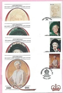 GRENADA GRENADINES 1995 Set of 4 FDC's - QUEEN MOTHER'S 95th BIRTHDAY - Shs - Picture 1 of 2