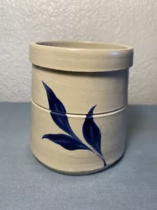 Barattolo piccolo crock ceramica Williamsburg blu cobalto foglie sale smaltato gres - Foto 1 di 8
