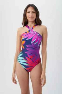 NWT Trina Turk Wailea High Neck Reversible One-Piece Swimsuit Size 12 New - Picture 1 of 11