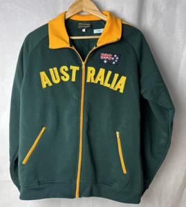 Hoxley Australia MENS SIZE Large Zip Sweater Green Yellow Stripes VINTAGE - Picture 1 of 8