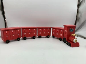Pottery Barn Kids Wood Train Advent Calendar Red #4489A - Picture 1 of 10