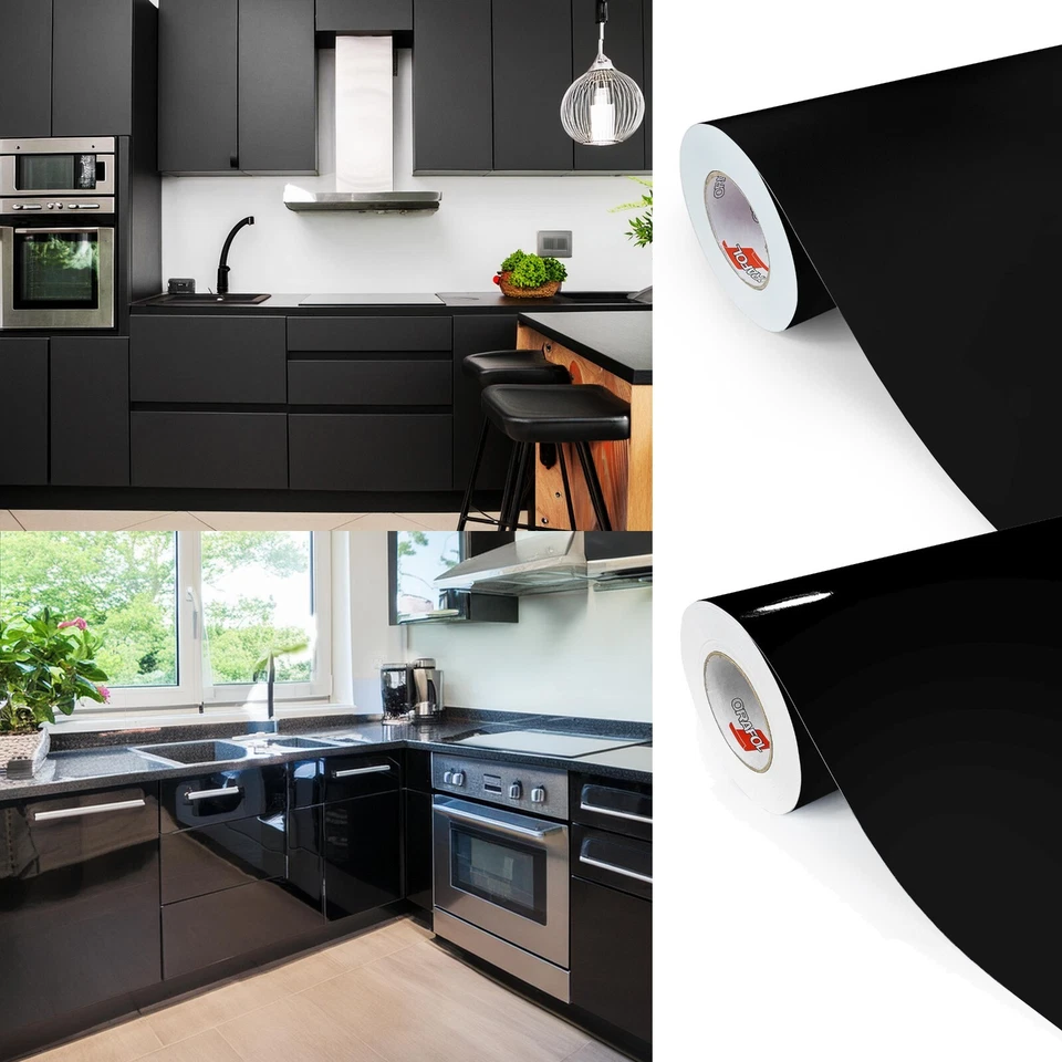 Klebefolie Selbstklebend Schwarz Mat Glanz Folie Plotterfolie Möbelfolie Küche - Bild 1 von 1