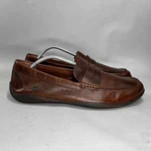 Born Penny Loafers Men's Size 12 Brown Leather Slip On Driving Moccasin Loafer - Picture 1 of 12