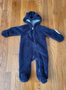 Carters Baby Unisex marineblau Fleece Footie Schneeanzug unscharf mit Kapuze durchgehender Reißverschluss - Bild 1 von 7