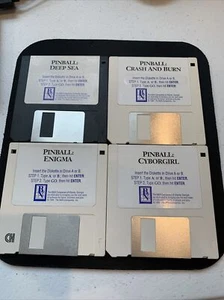 LOT 4 VTG PC PINBALL GAMES 3.5 DISK CYBORGIRL, CRASH & BURN, DEEP SEA, ENIGMA - Picture 1 of 1