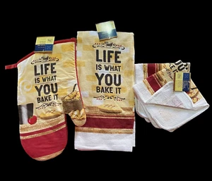 Juego de 4 paños de cocina para horno y paño de cocina Life Is What You Bake it - Imagen 1 de 2