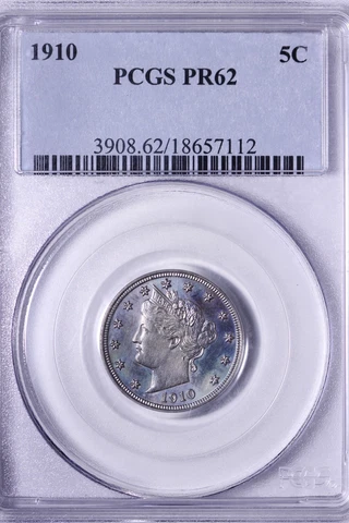 PROOF 1910 Liberty V Nickel PCGS PR62 Nice Color FREE SHIPPING YNHM Cover