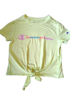Yellow Champion Tie Shirt Girls XL 14/16 - Picture 1 of 6