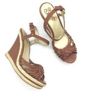 Damen-Espadrille-Keilsandale Anthropologie Seychellen braun Leder geknotet 8 - Bild 1 von 11
