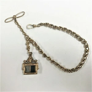 e541 Antique Gold Filled Vest Pocket Watch Gold Tone Link Chain & Pendant  - Picture 1 of 4