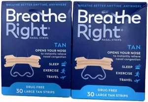 60 RECHTE ATMEN NASENSTREIFEN, ORIGINAL GROSSE HELLBRAUNE (2 x 30 CT BOXEN) EXP 2028 - Bild 1 von 1