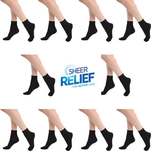 10x Sheer Relief Women Cotton Blend Anklet Tight Stockings Socks Black Bulk - Picture 1 of 3