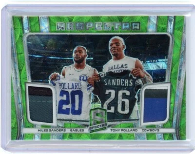 2020 Panini Spectra Respectra Dual Patch Green Tony Pollard/Miles Sanders #16/30 - Image 1 of 2