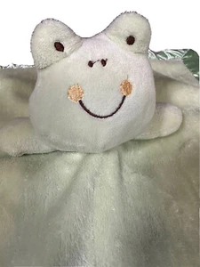 Cuddle Time Green Frog Lovey Blanket Satin Soft Textured Blanket Plush 11.5” Sq - Picture 1 of 5