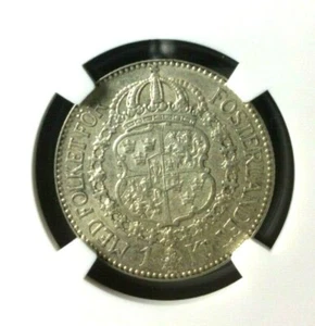 1924 W Sweden 1 Krona, NGC AU 55, No Dots in Date - Picture 1 of 2