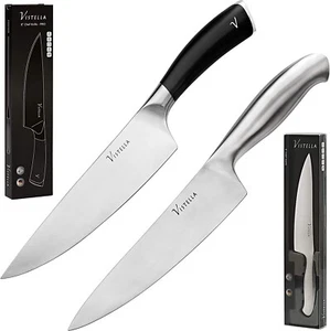 Vistella  8 In. Chef Knife Black Handle or 8 In. Silver Chef Knife - SALE - Picture 1 of 18