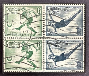 Germany 1936 Sc# B83a Se-tenant Block of 4 Used Stamps Summer Olympics Berlin - Picture 1 of 2