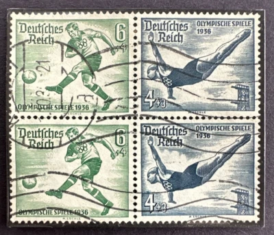 Germany 1936 Sc# B83a Se-tenant Block of 4 Used Stamps Summer Olympics Berlin - Image 1 of 2
