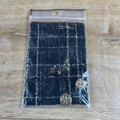 Authentic Chanel Gold CC Logo W Scissors Button Buttons W Tweed Fabric Swatch - Image 1 of 4