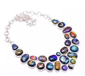 Too Sexy Rare Exotic Dichroic Glass 925 Sterling Silver Necklace 17.99" - Picture 1 of 4